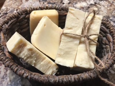 Soap Making in a wicker basket on a counter.