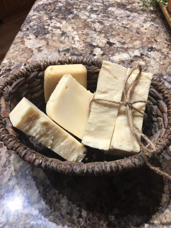 Soap Making in a wicker basket on a counter.